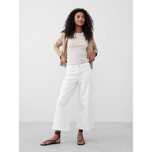 NWOT Banana Republic High Rise Cropped Wide Leg Jeans White Womens Size 31/12